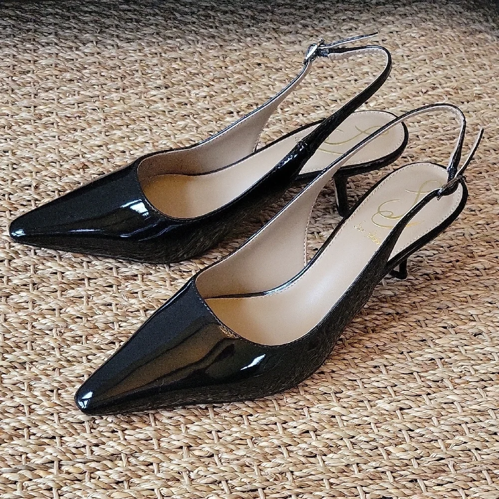 Sam Edelman Black Patent Leather Bianca Slingback Heels Size 6 - Picture 1 of 9